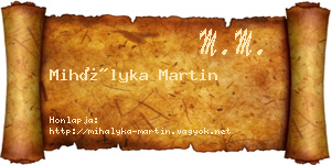 Mihályka Martin névjegykártya